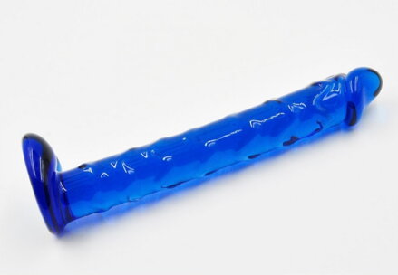 Skleněné dildo Slim blue